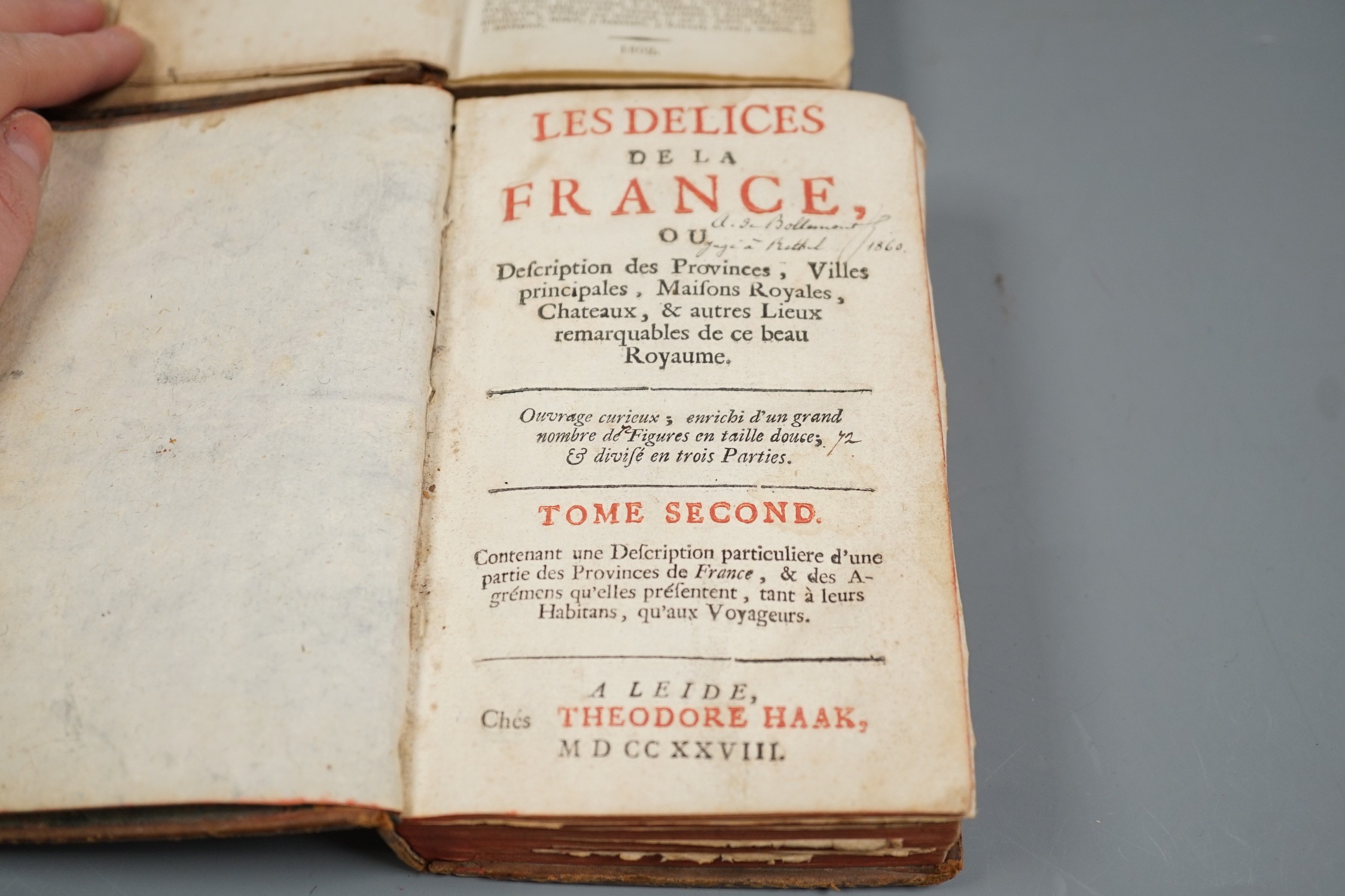 Two books - Delices de la France, 1728 and Johnson's Dictionary, 1802